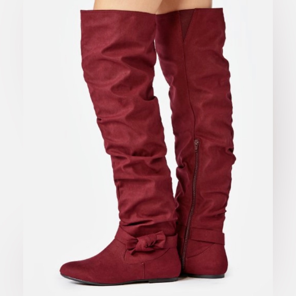 JustFab Zuma Burgundy Flat Boots